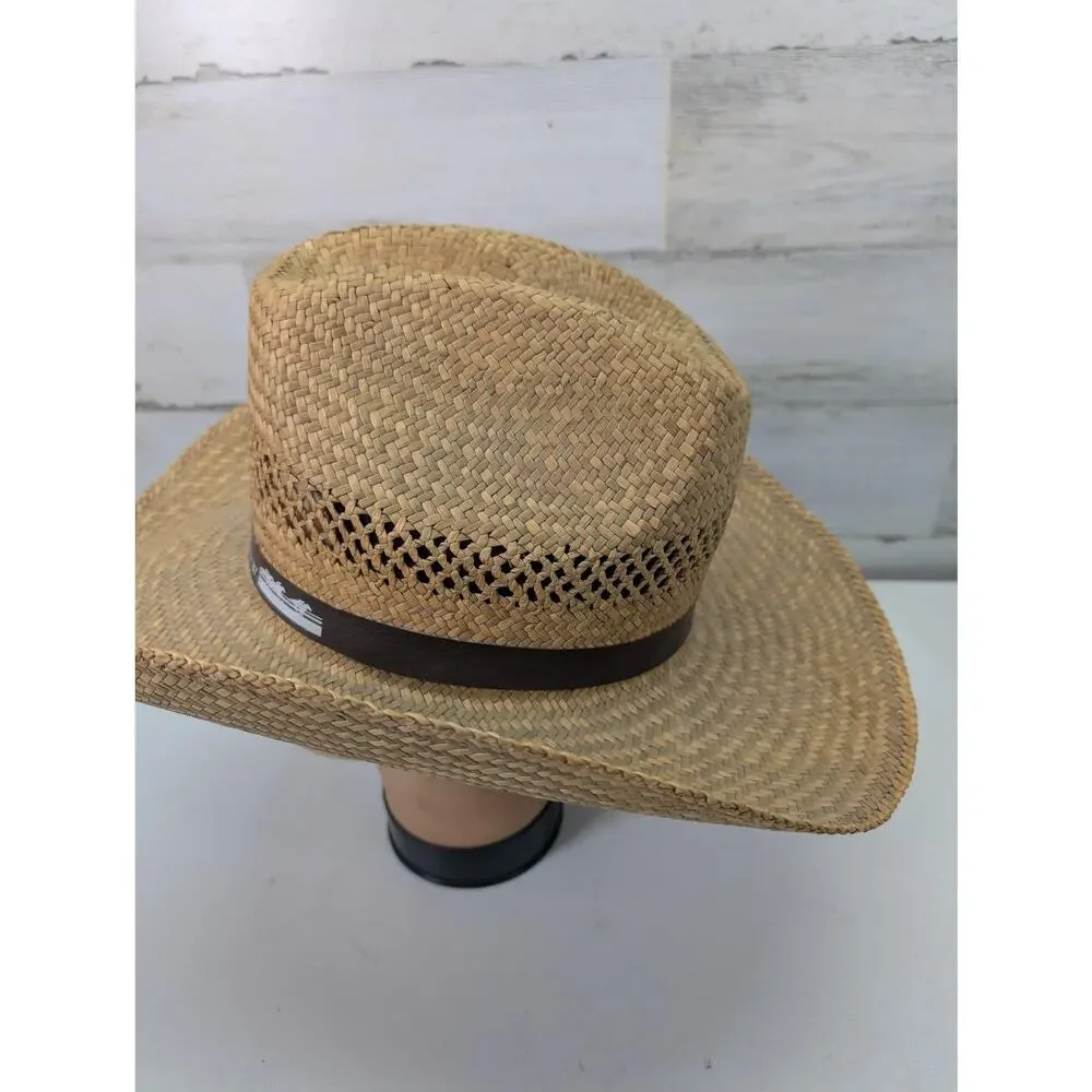 Vintage Turf Paradise Meister Bräu Day Hat Cowboy Straw Western Brown‎ Mens 80s
